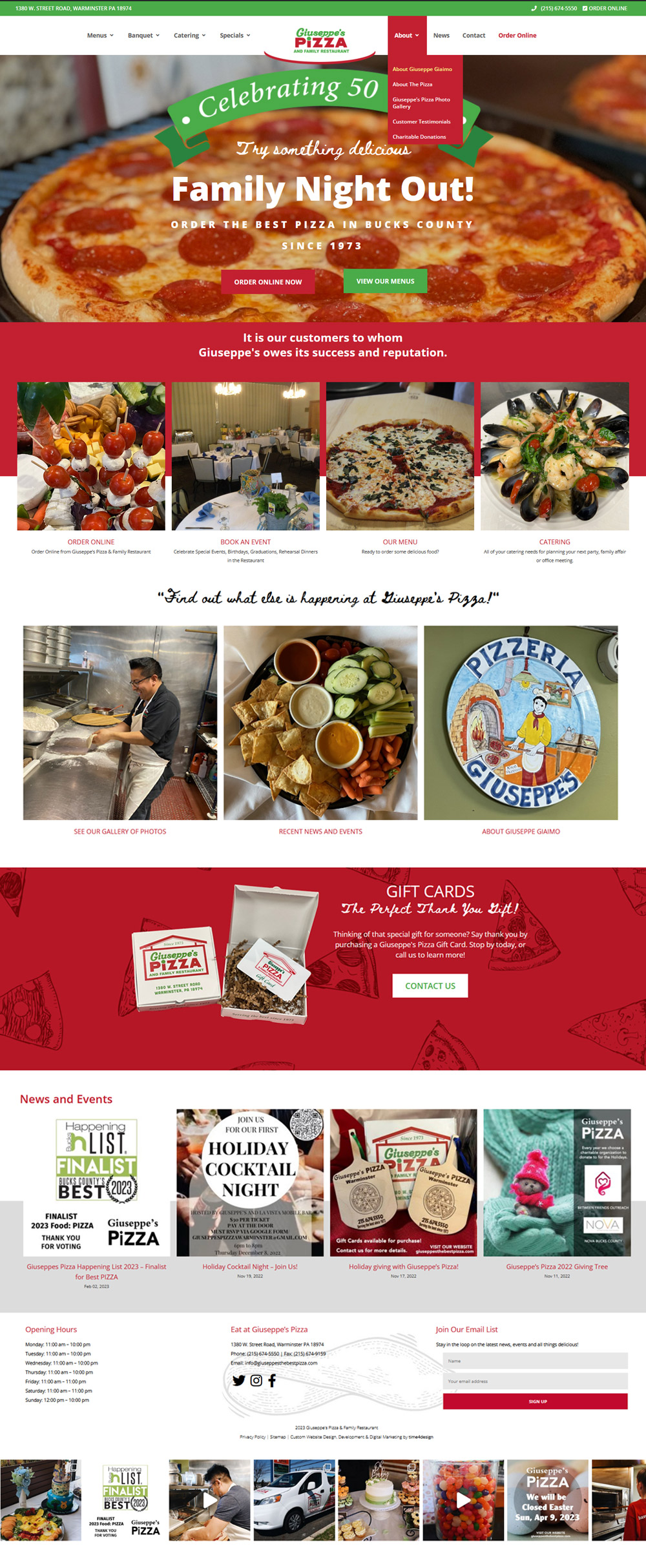 Giuseppe's Pizza & Family Restaurant Website Design