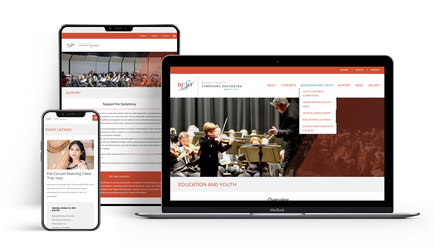 Bucks County Symphony Orchestra - Nonprofit Website Development and Design