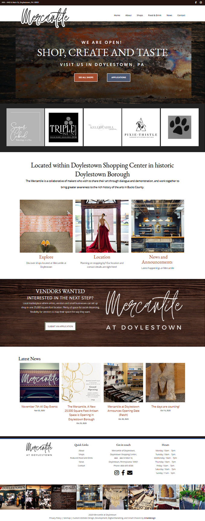 Mercantile in Doylestown Website Homepage Design
